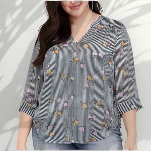 Torrid Harper Striped Floral Women's Top